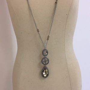 Chico’s long silver crystal necklace NWT